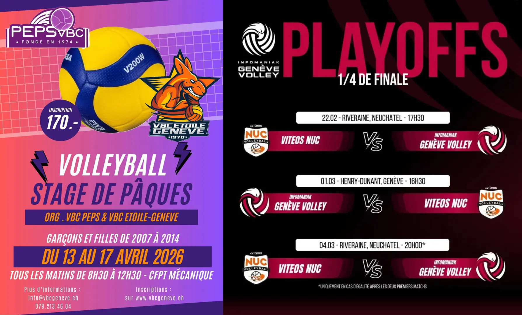 Stage de Pâques 2026 et playoffs des nationales