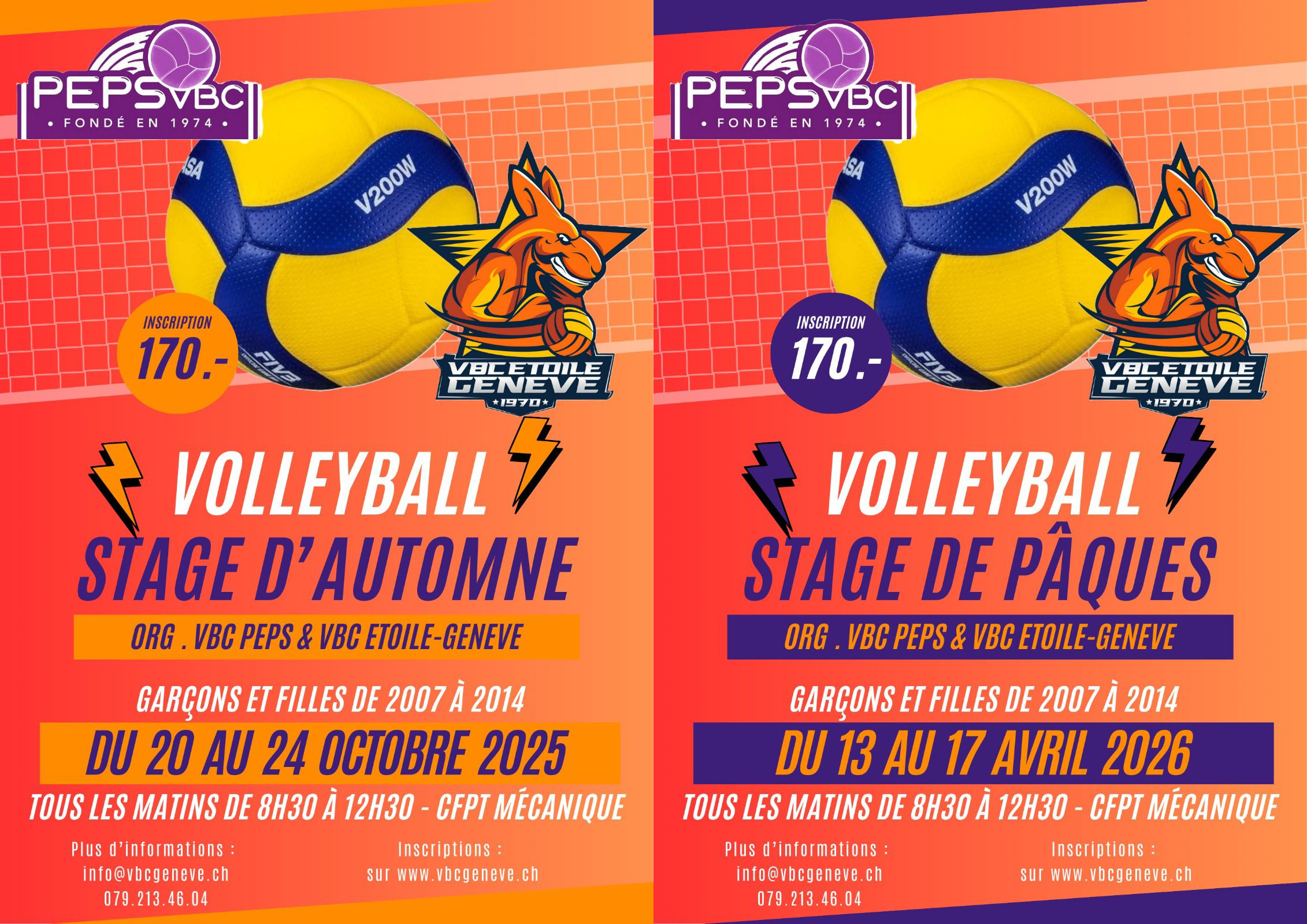 Annonce des stages de volley 2025-2026